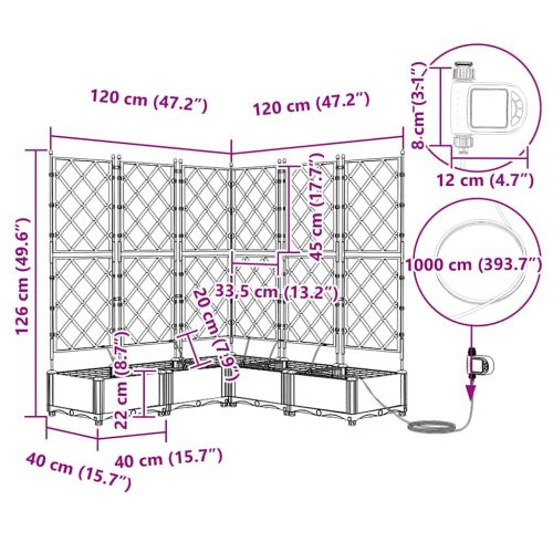 Градинска саксия 5 pcs Бял 120 x 120 x 126 см Пластмаса