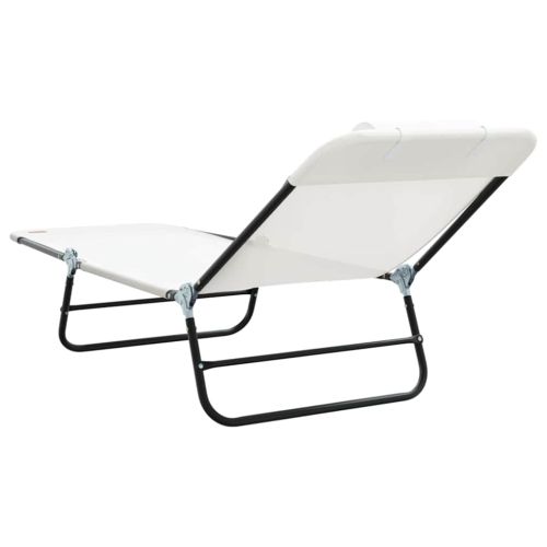 Сгъваем шезлонг Крем 182 x 55 x 85,5 см Textilene