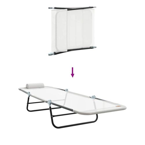 Сгъваем шезлонг Крем 182 x 55 x 85,5 см Textilene
