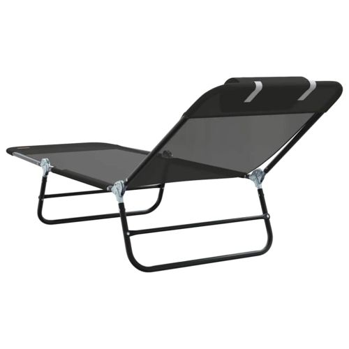 Сгъваем шезлонг Черно 182 x 55 x 85,5 см Textilene