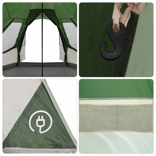 Тент тип Teepee за 5 души 5 души Зелен