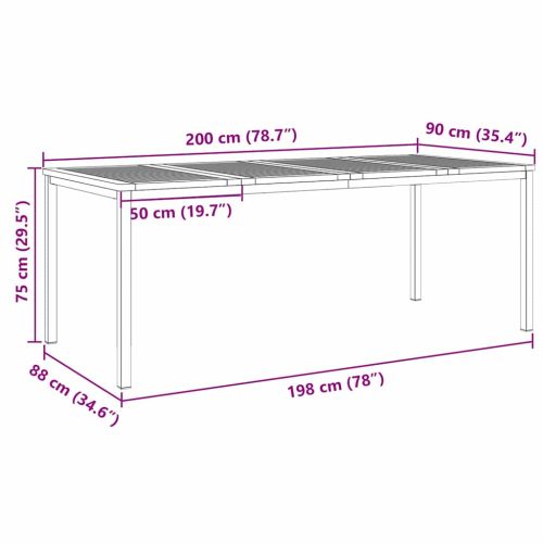 Масазахранене Кафяво 200 x 90 x 75 cm Солидно акациево дърво