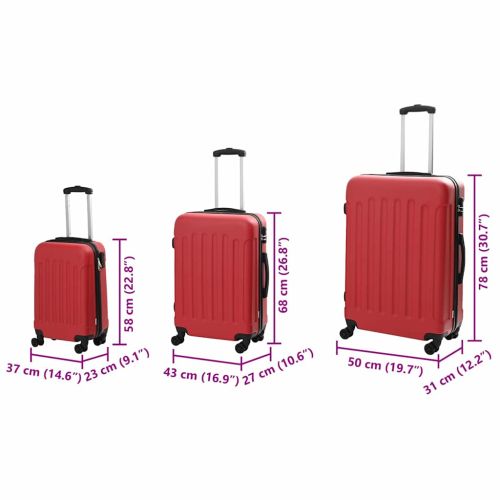 Куфар с заключване 3 pcs Червено 50 x 31 x 78 см ABS пластмаса