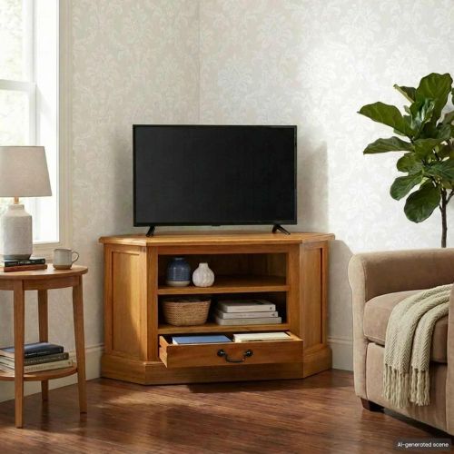 Ъгловшкафзателевизор с чекмедже Естествен 79 x 40 x 46 см
