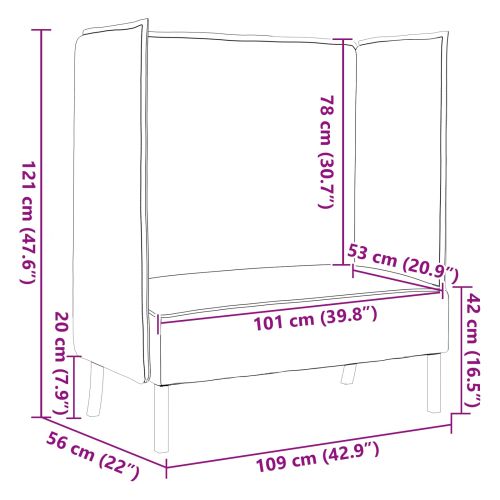 Диван с висока облегалка 101cm Тъмносив текстил