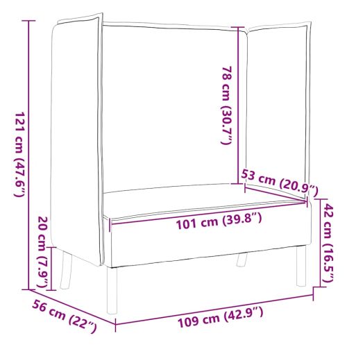 Диван с висока облегалка 101cm Черно текстил