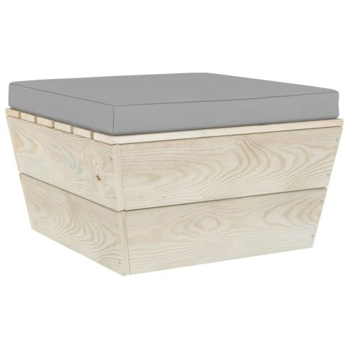 Градинска табуретка от палети с възглавница, импрегниран смърч