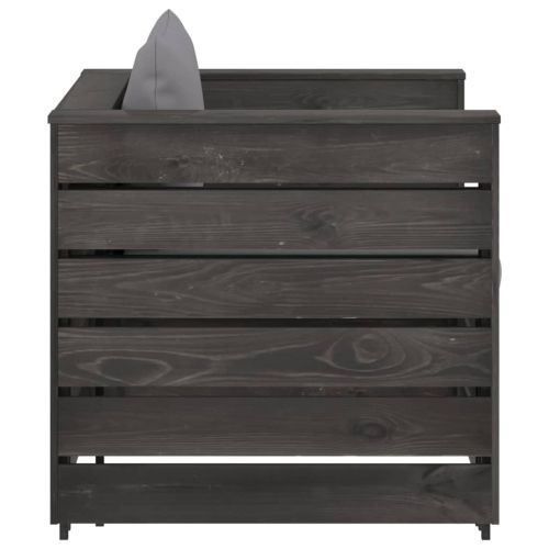 Градински лаундж комплект 2 части възглавници сива импрегнация