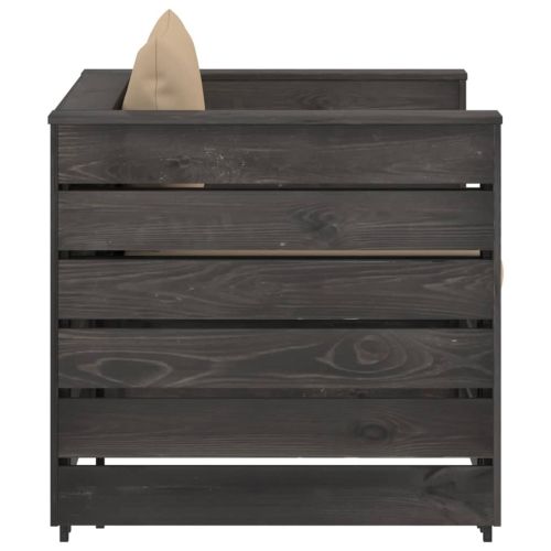 Градински лаундж комплект 2 части възглавници сива импрегнация