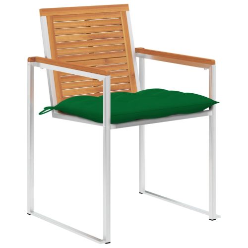 Градински столове 4 бр с възглавници масивно акациево дърво