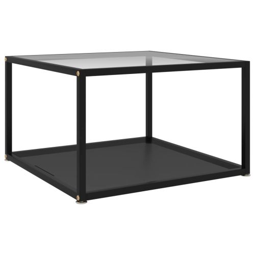 322891 Coffee Table Transparent and Black 60x60x35 cm Tempered Glass