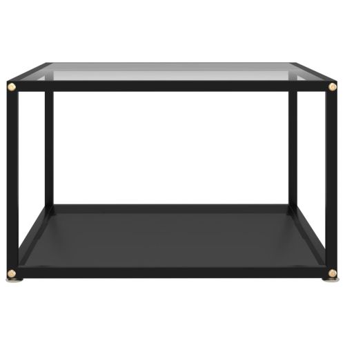 322891 Coffee Table Transparent and Black 60x60x35 cm Tempered Glass