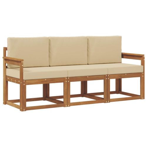 Комплект дивани за открито 3 pcs Натурален и Бежов