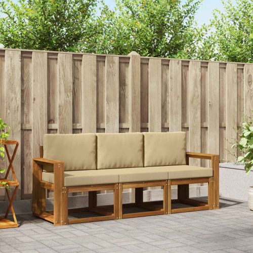 Комплект дивани за открито 3 pcs Натурален и Бежов