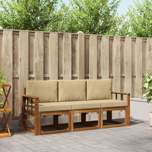 Комплект дивани за открито 3 pcs Натурален и Бежов