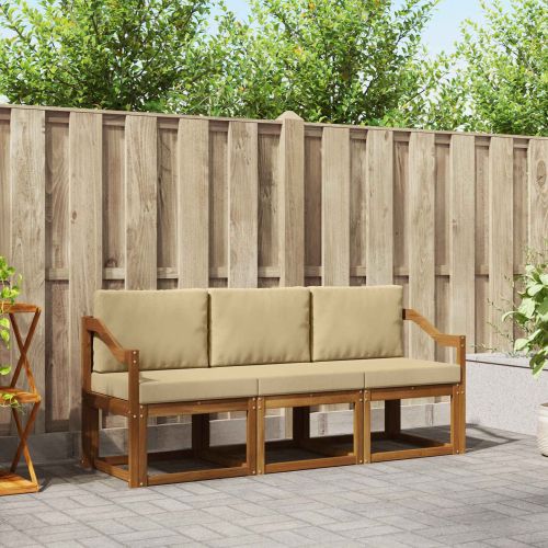 Комплект дивани за открито 3 pcs Натурален и Бежов