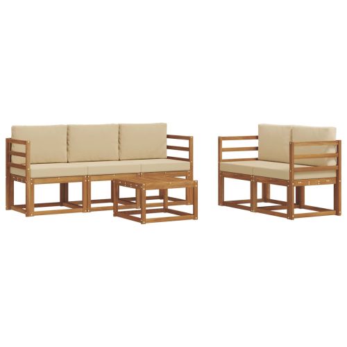 Комплект дивани за открито 6 pcs Натурален и Бежов