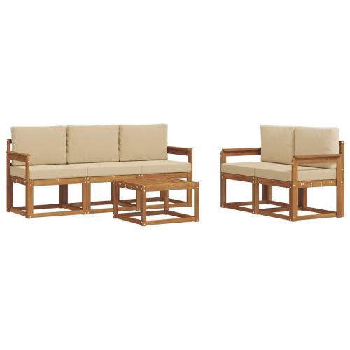 Комплект дивани за открито 6 pcs Натурален и Бежов