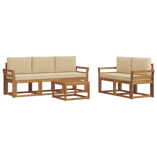 Комплект дивани за открито 6 pcs Натурален и Бежов