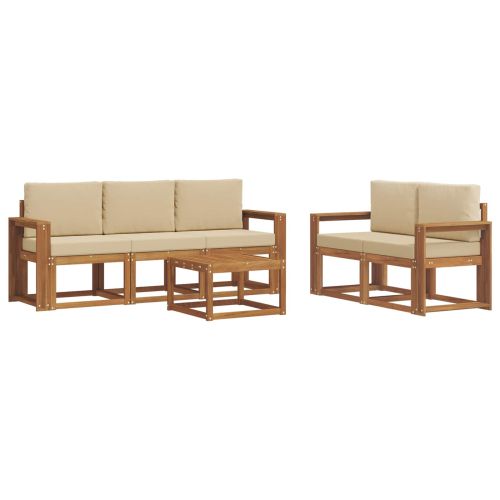 Комплект дивани за открито 6 pcs Натурален и Бежов