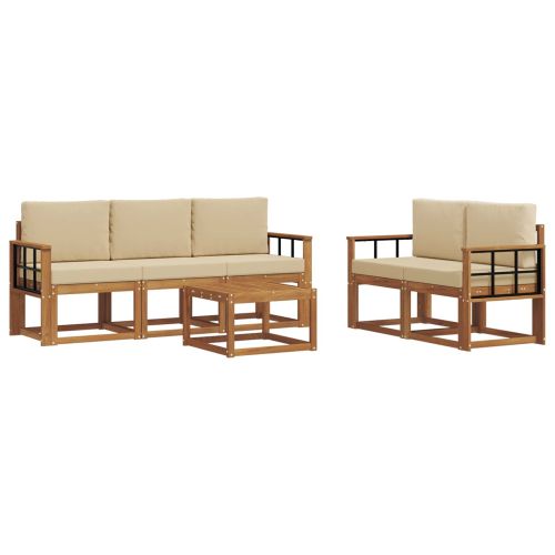 Комплект дивани за открито 6 pcs Натурален и Бежов