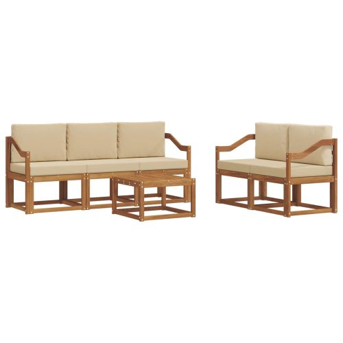 Комплект дивани за открито 6 pcs Натурален и Бежов