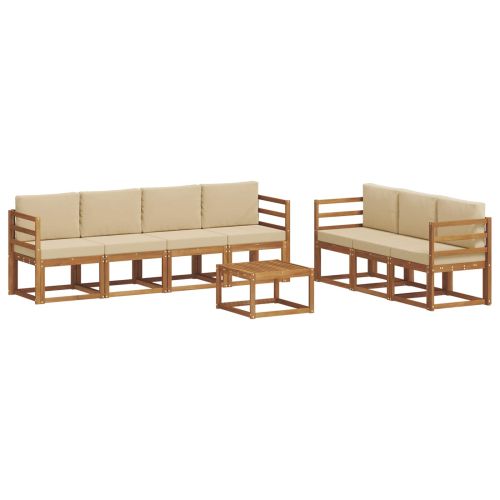 Комплект дивани за открито 8 pcs Натурален и Бежов