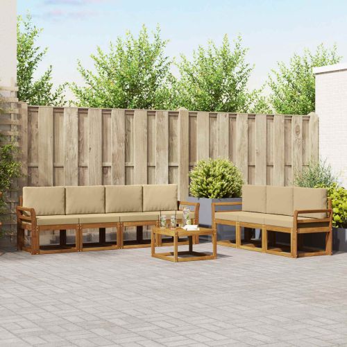 Комплект дивани за открито 8 pcs Натурален и Бежов