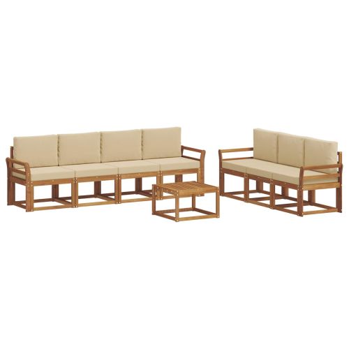 Комплект дивани за открито 8 pcs Натурален и Бежов