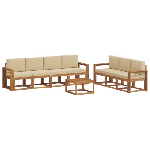 Комплект дивани за открито 8 pcs Натурален и Бежов