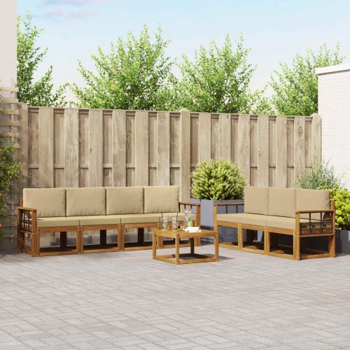 Комплект дивани за открито 8 pcs Натурален и Бежов