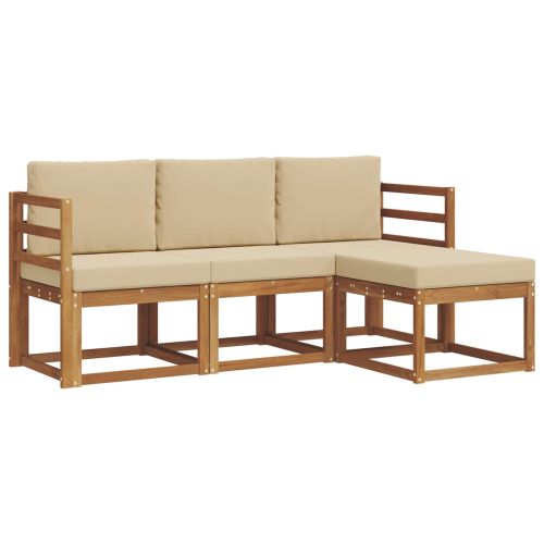 Комплект дивани за открито 4 pcs Натурален и Бежов