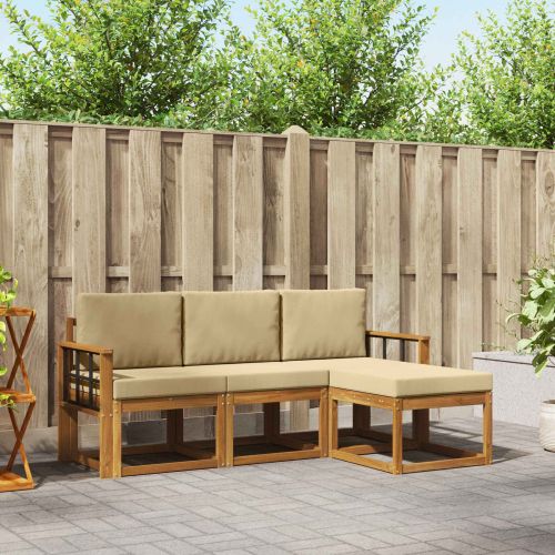 Комплект дивани за открито 4 pcs Натурален и Бежов