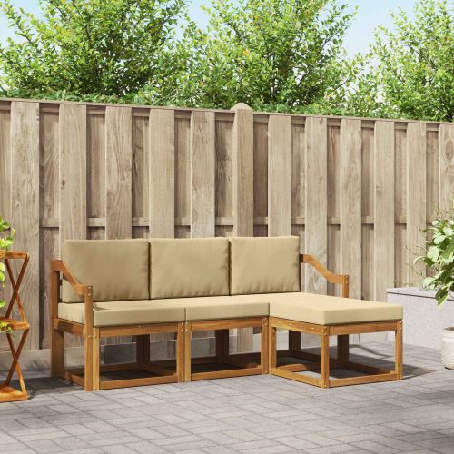 Комплект дивани за открито 4 pcs Натурален и Бежов