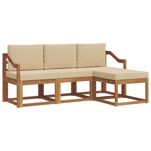 Комплект дивани за открито 4 pcs Натурален и Бежов