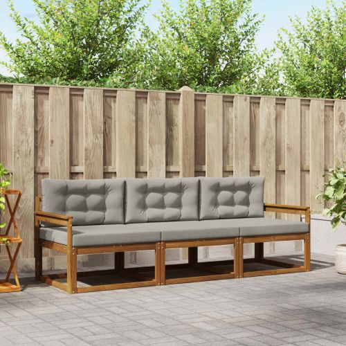 Комплект дивани за открито 3 pcs Естествено и светло сиво