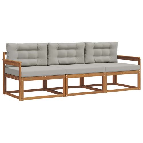 Комплект дивани за открито 3 pcs Естествено и светло сиво