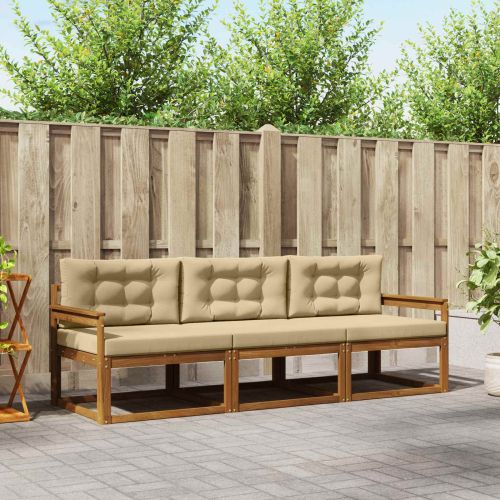 Комплект дивани за открито 3 pcs Натурален и Бежов