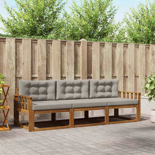 Комплект дивани за открито 3 pcs Естествено и светло сиво