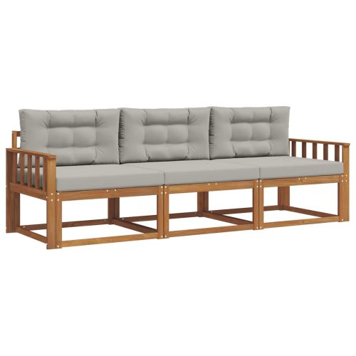 Комплект дивани за открито 3 pcs Естествено и светло сиво