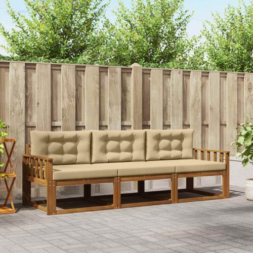 Комплект дивани за открито 3 pcs Натурален и Бежов