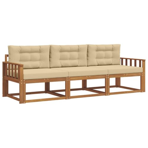 Комплект дивани за открито 3 pcs Натурален и Бежов