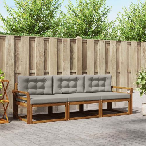 Комплект дивани за открито 3 pcs Естествено и светло сиво