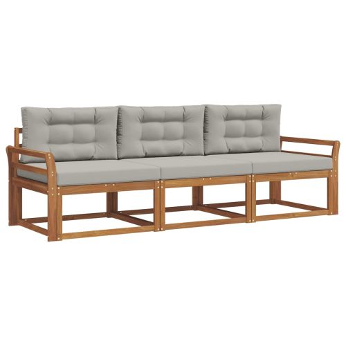 Комплект дивани за открито 3 pcs Естествено и светло сиво