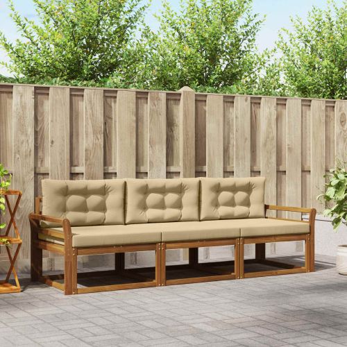 Комплект дивани за открито 3 pcs Натурален и Бежов