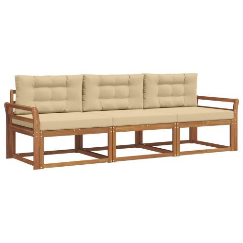 Комплект дивани за открито 3 pcs Натурален и Бежов