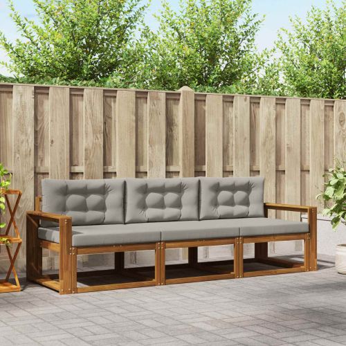 Комплект дивани за открито 3 pcs Естествено и светло сиво