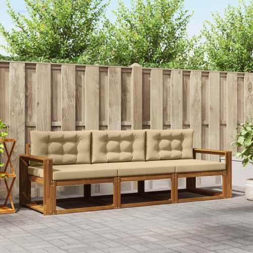 Комплект дивани за открито 3 pcs Натурален и Бежов