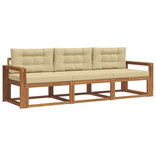 Комплект дивани за открито 3 pcs Натурален и Бежов