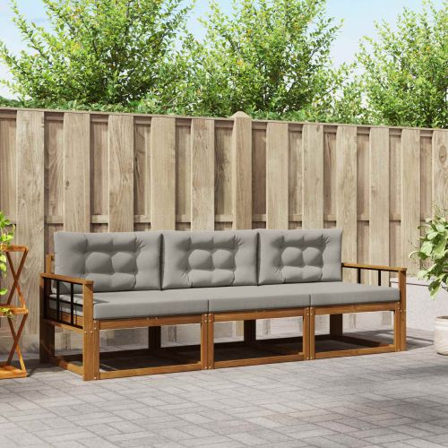 Комплект дивани за открито 3 pcs Естествено и светло сиво